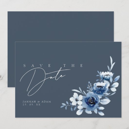 Eenvoudige Leigrijs Rozen Bruiloft Save The Date (Voorkant / Achterkant)