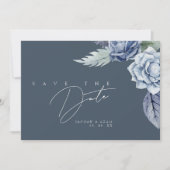 Eenvoudige Leigrijsblauwe Rozen Bruiloft Save The Date (Voorkant)