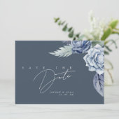 Eenvoudige Leigrijsblauwe Rozen Bruiloft Save The Date (Staand voorkant)