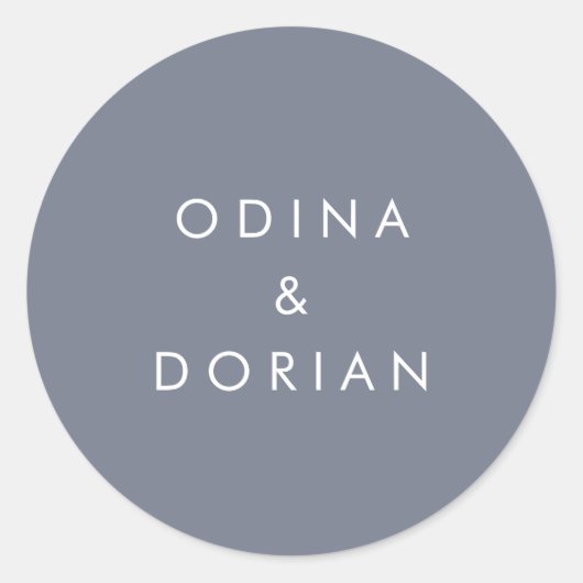 Eenvoudige leisteen blauwe grijze bruiloft ronde sticker (Voorkant)