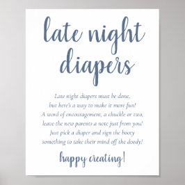 Eenvoudige leisteen late night luiers | blauw Baby Poster