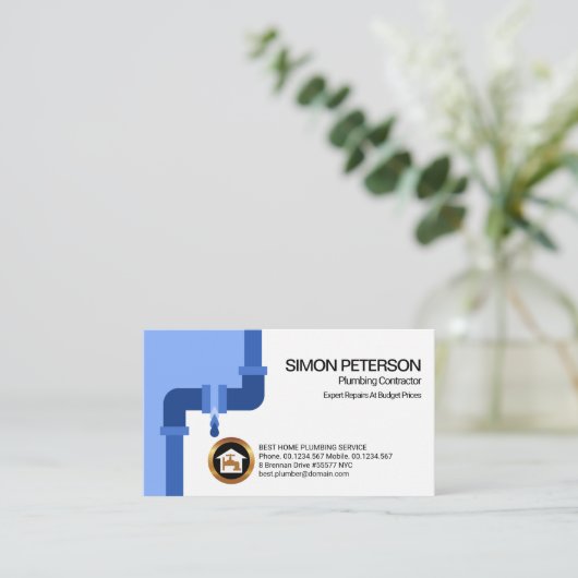 Eenvoudige lekblauwe stekelleiding visitekaartje (Staand voorkant)