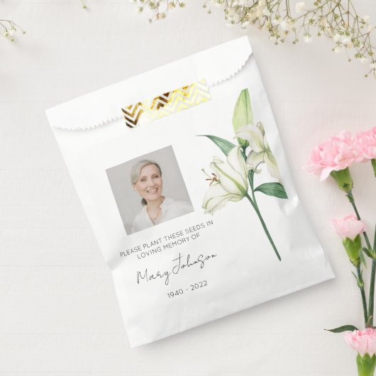 Eenvoudige lelie foto rouw zaad bedankzakje (Gezegeld)