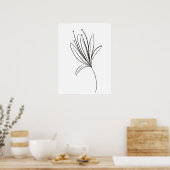 Eenvoudige Lelielijn Kunst Bloem Zwart Wit Poster (Keuken)