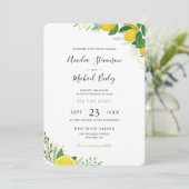 Eenvoudige lemon Wedding Invitation Flat Card Aankondiging (Staand voorkant)