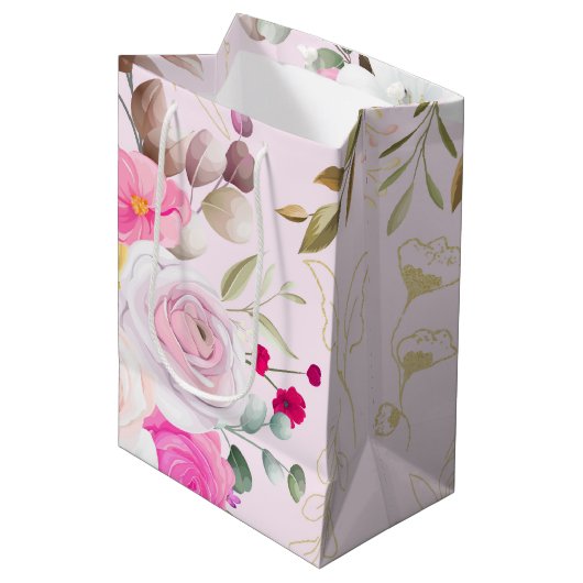 Eenvoudige lente Elegante Bloemen Medium Cadeauzakje (Voorkant Gekanteld)