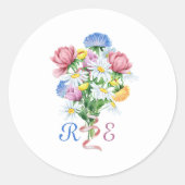 Eenvoudige Lentemadelief Wildbloem Bruiloft Ronde Sticker (Voorkant)