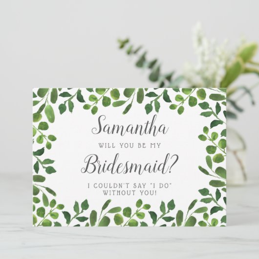 Eenvoudige lentevloeistof | Bent u mijn Bridesmaid Kaart (Staand voorkant)