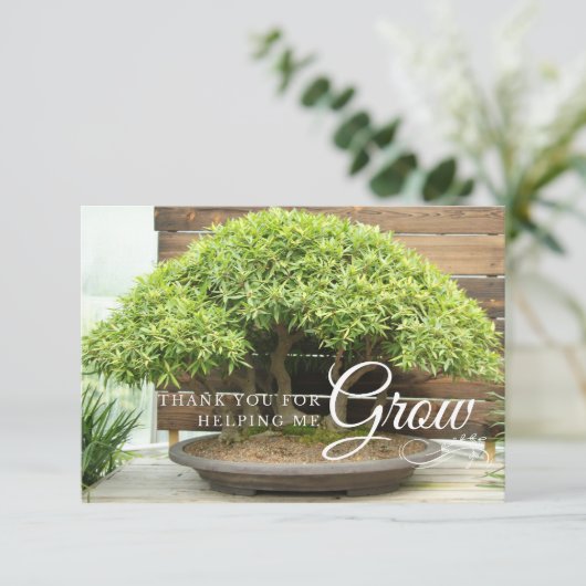 Eenvoudige leraar dank u kaart met Bonsai (Staand voorkant)