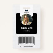 Eenvoudige leraar-ID-Kaart | Black Collage School  Badge (Voorkant)