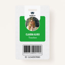 Eenvoudige leraar-ID-Kaart | Green Collage School  Badge