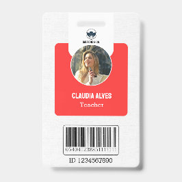 Eenvoudige leraar-ID-Kaart | ID Red Collage School Badge