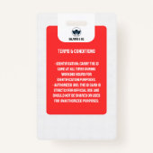 Eenvoudige leraar-ID-Kaart | ID Red Collage School Badge (Achterkant)