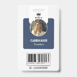 Eenvoudige leraar-ID-Kaart | Navy Collage School I Badge