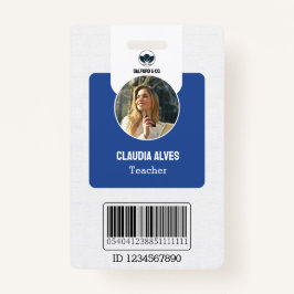Eenvoudige leraar-ID-Kaart | School-ID Blue Collag Badge