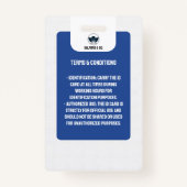 Eenvoudige leraar-ID-Kaart | School-ID Blue Collag Badge (Achterkant)