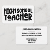 Eenvoudige leraar op de middelbare school visitekaartje (Voorkant / Achterkant)