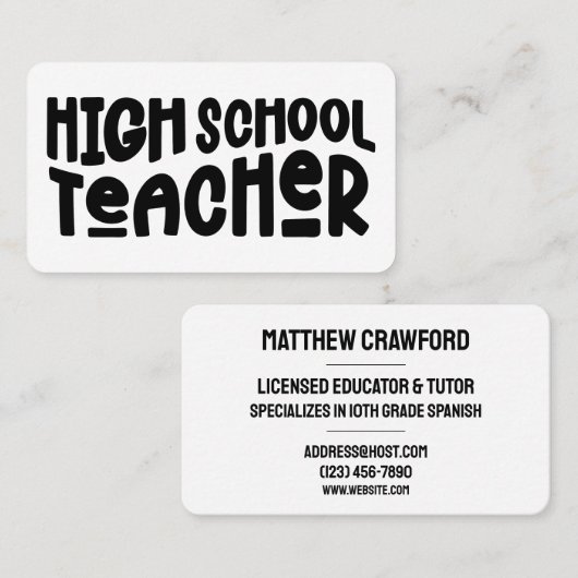 Eenvoudige leraar op de middelbare school visitekaartje (Voorkant / Achterkant)