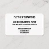 Eenvoudige leraar op de middelbare school visitekaartje (Achterkant)