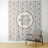 Eenvoudige leuke chique bewerkbare verjaardag foto wandkleed (In situ)