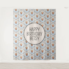 Eenvoudige leuke chique bewerkbare verjaardag foto wandkleed