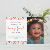 Eenvoudige Leuke Foto Berry Eerste Verjaardag Kaart (Staand voorkant)