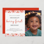 Eenvoudige Leuke Foto Berry Eerste Verjaardag Kaart (Voorkant / Achterkant)