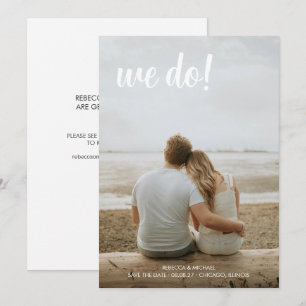 Eenvoudige leuke foto over de hele pagina We doen Save The Date
