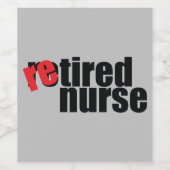 Eenvoudige leuke gepensioneerde verpleegster wijn etiket (Enkel label)