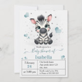 Eenvoudige leuke kleine zebra baby shower kaart (Voorkant)