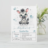 Eenvoudige leuke kleine zebra baby shower kaart (Staand voorkant)