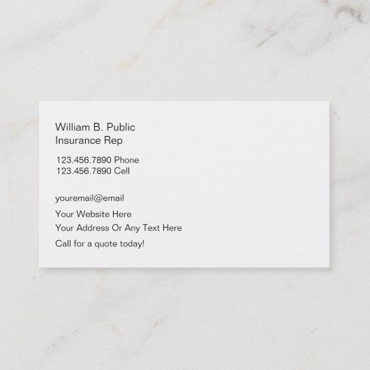 Eenvoudige levensverzekering Visitekaartjes (Achterkant)