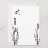 Eenvoudige libel en Cattails zwart wit bruiloft Kaart (Achterkant)