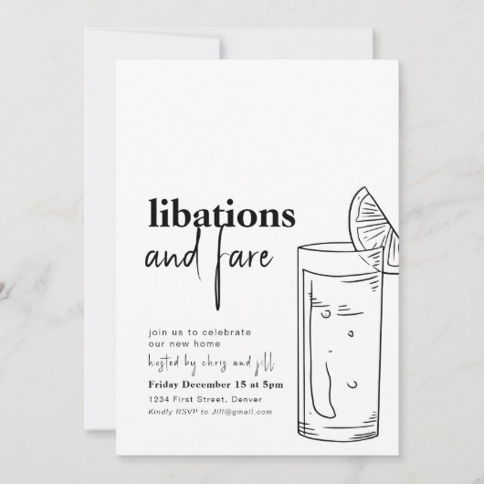 Eenvoudige Libraties en Fare Dinner Party Uitnodig Kaart (Voorkant)