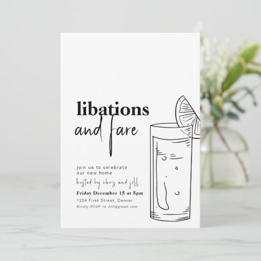 Eenvoudige Libraties en Fare Dinner Party Uitnodig Kaart (Staand voorkant)