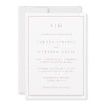 Eenvoudige Licht Roze Monogram Elegante Trouw