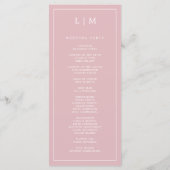 Eenvoudige Licht Roze Monogram Elegante Trouw Programmakaart (Achterkant)