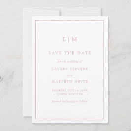 Eenvoudige Licht Roze Monogram Elegante Trouw Save The Date