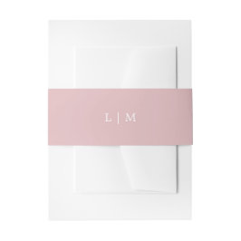 Eenvoudige Licht Roze Monogram Elegante Trouw Uitnodigingen Wikkel