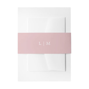 Eenvoudige Licht Roze Monogram Elegante Trouw Uitnodigingen Wikkel