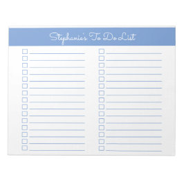 Eenvoudige lichtblauwe 8.5x11 twee-koloms checklis notitieblok