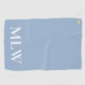 Eenvoudige Lichtblauwe en Witte Monogram Sjabloon Golfhanddoek (Horizontaal)