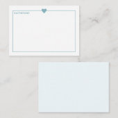 Eenvoudige, lichtblauwe hartgrens, aangepast notitiekaartje (Voorkant / Achterkant)