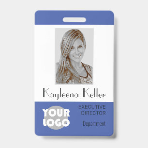 Eenvoudige Lichtblauwe Logo Streepjescode ID Foto Badge