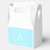 Eenvoudige lichtblauwe monogram bedankdoosjes (Geopend)