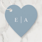 Eenvoudige Lichtblauwe Monogram Beginletters Hart Bedankjes Labels (Voorkant)
