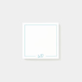Eenvoudige Lichtblauwe Monogram Initialen Post-it® Notes (Voorkant)