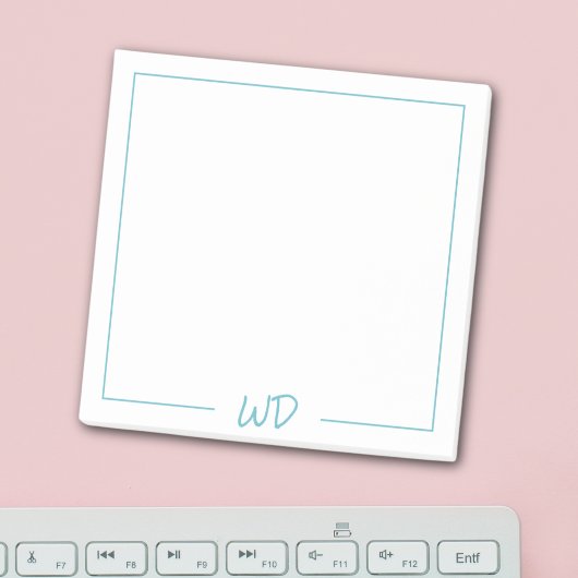 Eenvoudige Lichtblauwe Monogram Initialen Post-it® Notes