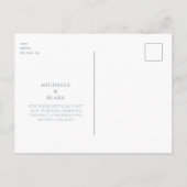 Eenvoudige lichtblauwe monogram trouwkaart 'Save t Briefkaart (Achterkant)