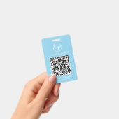 Eenvoudige lichtblauwe QR-code werknemers-ID Badge (Handheld)